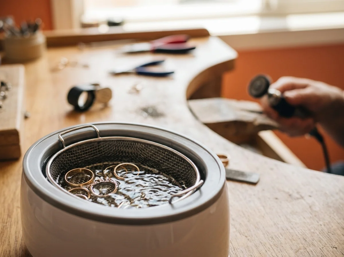 A mini ultrasonic jewelry cleaner that ships free with every M3